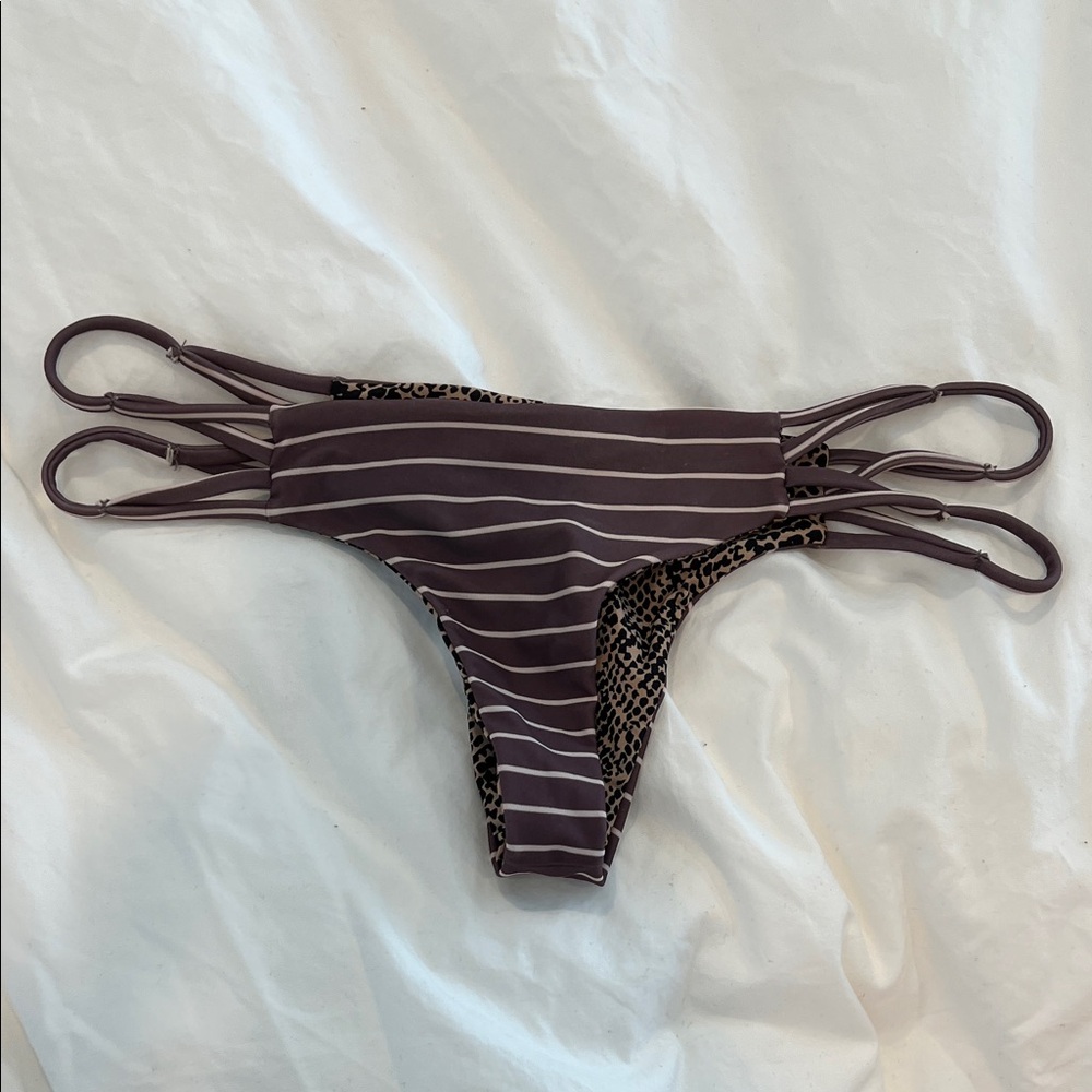 acacia swimwear Brown and White Striped Triangle Bikini - Picture 7 of 8